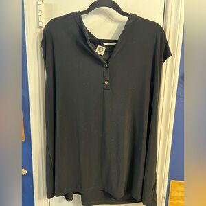 Anne Klein Black Casual Button Down Shirt